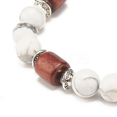 Natural Howlite Beaded Stretch Bracelet for Women or Men BJEW-JB07732-03-1