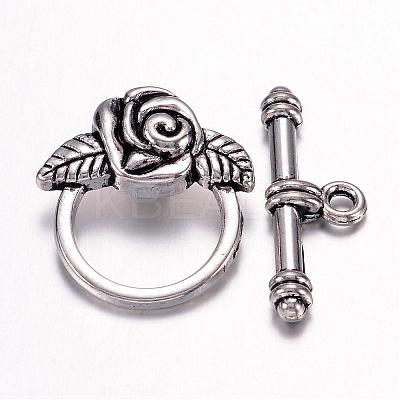 Tibetan Style Rose Toggle Clasps for Valentine's Jewelry Making X-LF0026Y-NF-1