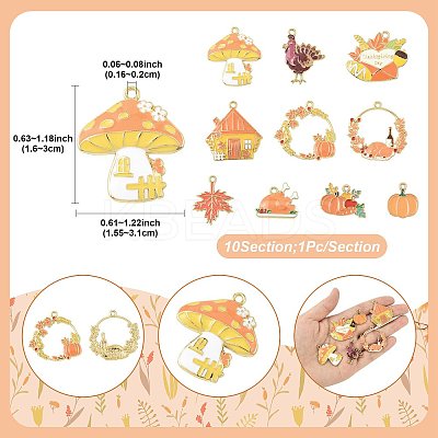 10Pcs 10 Styles Thanksgiving Day Theme Alloy Enamel Pendants ENAM-FS0003-78-1