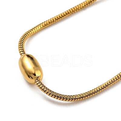 Ion Plating(IP) 304 Stainless Steel Round Snake Chain Bracelet with Oval Beaded BJEW-E088-03G-1
