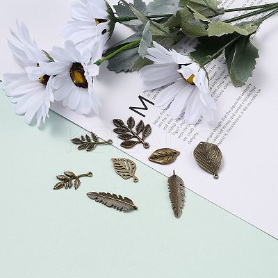 Mixed Style Tibetan Style Alloy Leaf Pendants TIBEP-F040-01AB-1