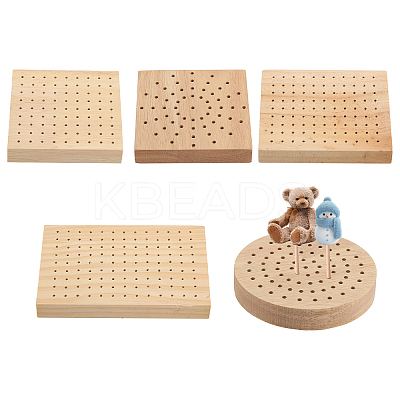 5Pcs 5 Styles Oak Wooden Food Skewer Lollipop Display Holder WOOD-BC0001-11-1
