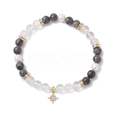 Brass Micro Pave Cubic Zirconia Charm Bracelets BJEW-JB12230-03-1