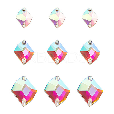 72Pcs 3 Style Irregular Rhombus Glass Sew on Rhinestone GLAA-GO0001-15-1