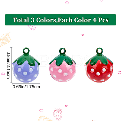 12Pcs 3 Colors Baking Paint Brass Bell Pendants FIND-GF0004-13-1