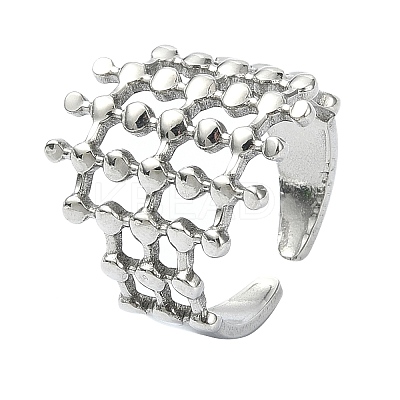 304 Stainless Steel Cuff Rings for Women RJEW-M019-18P-1