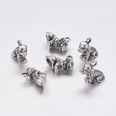 Tibetan Style Alloy Puppy Pendants TIBEP-19683-AS-NR-1
