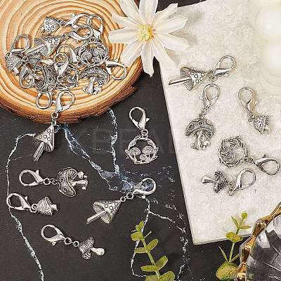24Pcs 6 Styles Mushroom Alloy Shoe Charms HJEW-CP00026-1