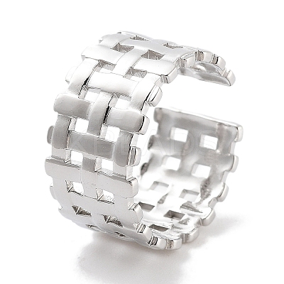 Non-Tarnish 304 Stainless Steel Net Open Cuff Rings RJEW-K273-02P-1