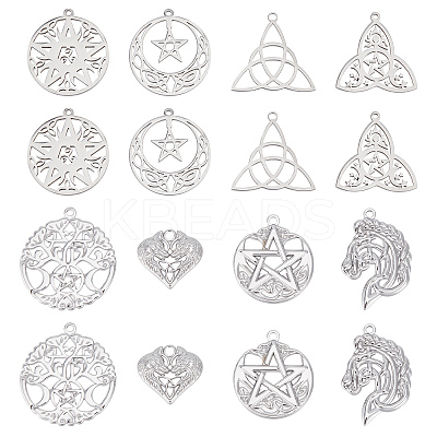 DIY 16Pcs 8 Style Rack Plating 304 Stainless Steel Pendants STAS-SC0004-81-1