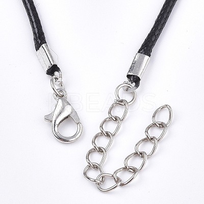 Waxed Cord Necklace Making with Iron Findings LS-X-NJEW-R229-2.0mm-02-1
