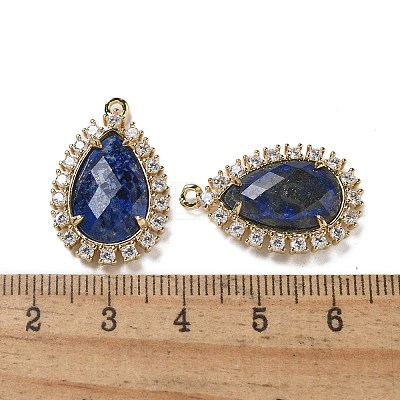 Natural Lapis Lazuli Faceted Teardrop Pendants G-I375-01G-15-1