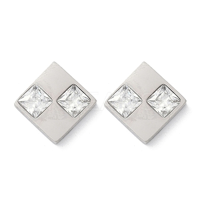 304 Stainless Steel Micro Pave Clear Cubic Zirconia Stud Earrings EJEW-Z089-25P-1