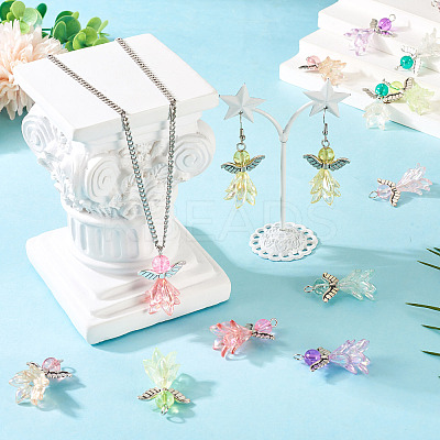 16Pcs 8 Style Glass & Acrylic & Alloy Pendants PALLOY-TA00232-1
