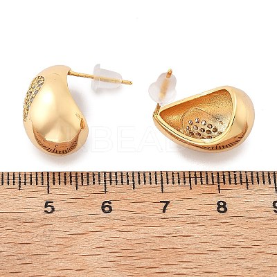Teardrop Brass Micro Pave Clear Cubic Zirconia Stud Earrings EJEW-K286-07G-02-1