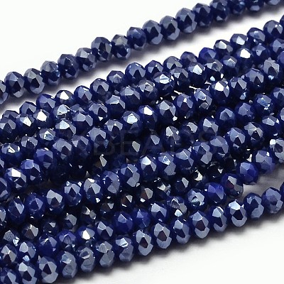 Faceted Rondelle Full Rainbow Plated Electroplate Glass Beads Strands EGLA-J134-3x2mm-FR04-1