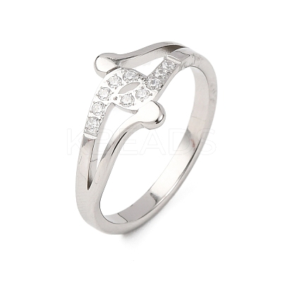304 Stainless Steel Clear Cubic Zirconia Finger Rings for Women RJEW-Z115-01P-1