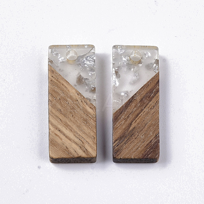 Transparent Resin & Walnut Wood Pendants RESI-Q210-007A-A02-1