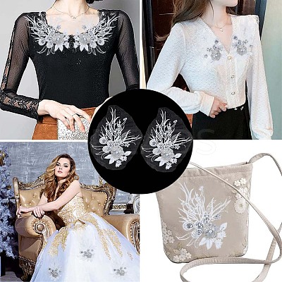 3D Flower Polyester Embroidery Sew on Flower Appliques PATC-WH0008-24A-1