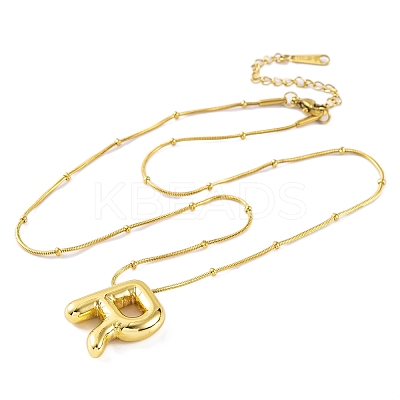 Ion Plating(IP) Initial Letter 304 Stainless Steel Pendant Necklace NJEW-R265-05G-R-1