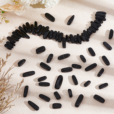 1 Strand Natural Black Stone Beads Strands G-BBC0001-21-1