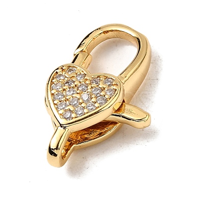 Brass Clear Cubic Zirconia Lobster Claw Clasps KK-Z078-46D-G-1