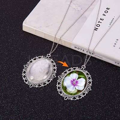 Oval Clear Glass Cabochon Cover DIY-PH0018-96AS-1