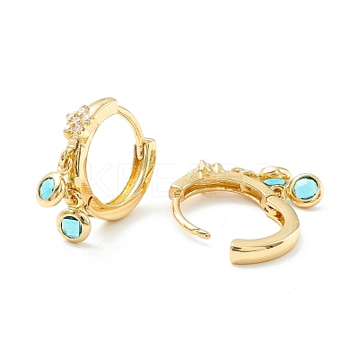 Star Cubic Zirconia Hoop Earrings with Flat Round Drop EJEW-P196-19G-06-1