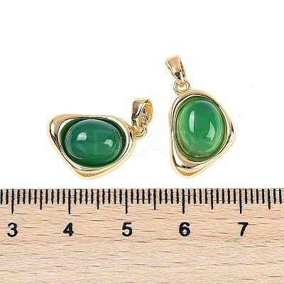 Natural Green Onyx Agate(Dyed & Heated) Pendants KK-U043-52G-01-1
