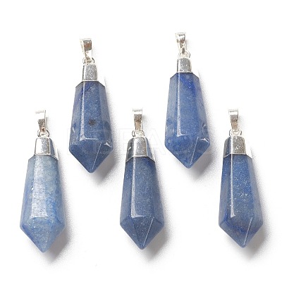 Dyed & Heated Natural Blue Aventurine Pointed Pendants G-P445-E05-1