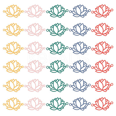 50Pcs 5 Colors Spray Painted 201 Stainless Steel Connector Charms STAS-DC0007-98-1