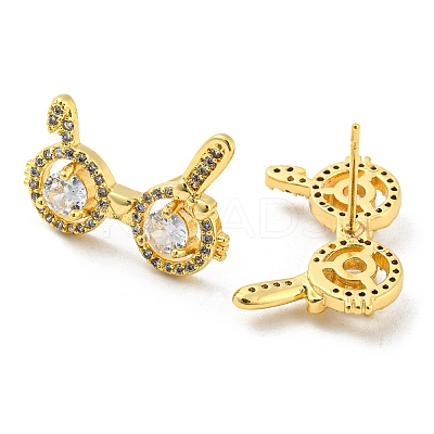 Brass Micro Pave Cubic Zirconia Stud Earrings EJEW-D090-01G-1