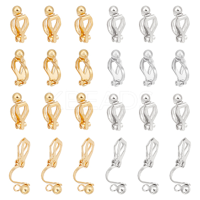 40Pcs 2 Colors Brass Clip-on Earring Findings. with Loop KK-UN0001-76-1