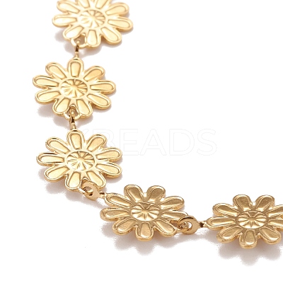 Enamel Daisy Link Chain Necklace NJEW-P220-01G-03-1