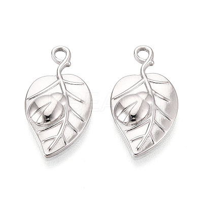 304 Stainless Steel Leaf Pendants STAS-T069-34P-1
