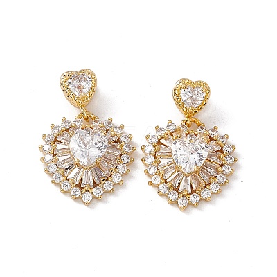 Brass Cubic Zirconia Slide Charms KK-B061-07G-1