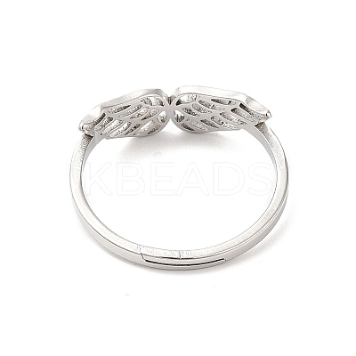 Non-Tarnish 304 Stainless Steel Hollow Wings Adjustable Ring for Women RJEW-L107-033P-1