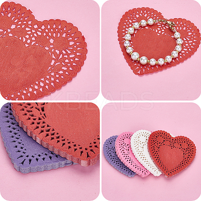 400Pcs 4 Colors Heart Lace Greaseproof Wrapping Paper FIND-SP0005-47-1
