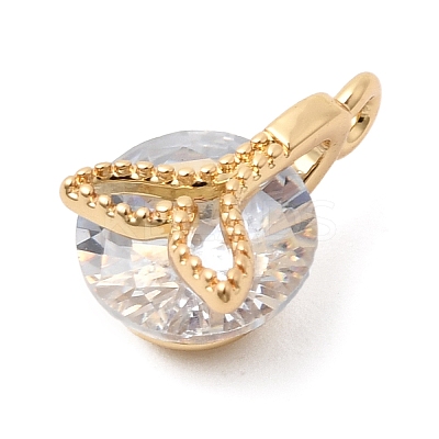 Brass Micro Pave Clear Cubic Zirconia Charms ZIRC-F146-02G-1