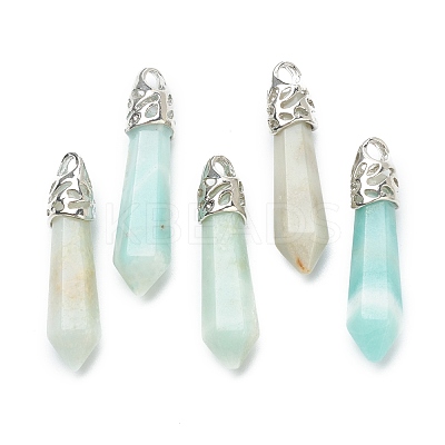 Bullet Natural Flower Amazonite Pointed Pendants G-E332-C38-1