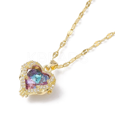 Brass Micro Pave Cubic Zirconia Pendant Necklaces NJEW-C039-05KCG-02-1