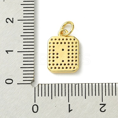 Rack Plating Brass Micro Pave Clear Cubic Zirconia Charms KK-G501-01R-G-1