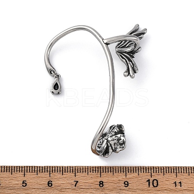 316 Surgical Stainless Steel Black Cubic Zirconia Cuff Earrings EJEW-E300-27AS-02-1
