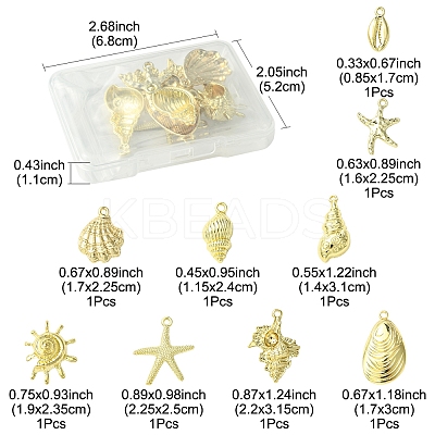 9Pcs 9 Styles Ocean Series Alloy Pendants FIND-FS0003-31-1