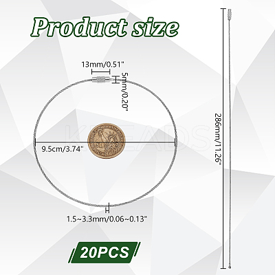 20Pcs 304 Stainless Steel Cable Wire Keychain AJEW-GA0006-85-1