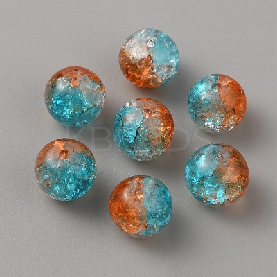 Two Tone Transparent Crackle Glass Beads GLAA-WH0038-15D-1