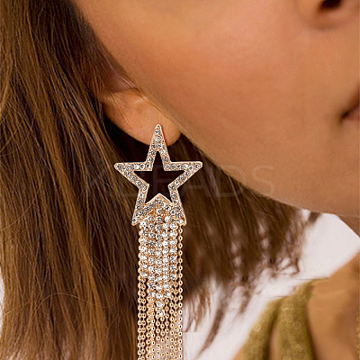 2 Pairs 2 Colors Alloy Hollow Star Dangle Stud Earrings EJEW-AN0003-77-1