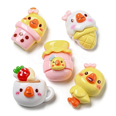 Cartoon Duck Opaque Resin Cabochons RESI-D006-02-1