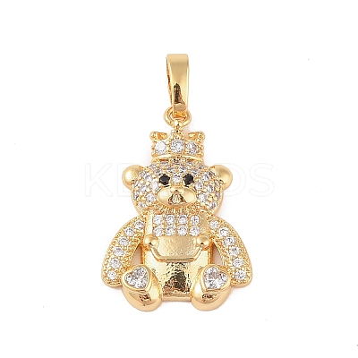 Brass Micro Pave Clear Cubic Zirconia Pendants KK-E111-33G-1