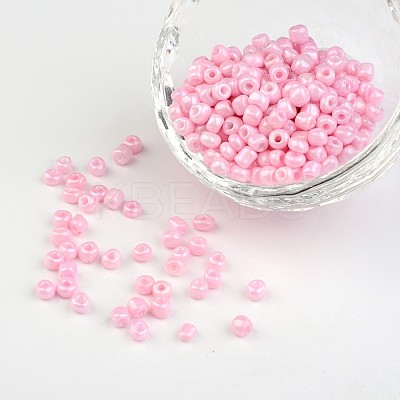 6/0 Opaque Colours Round Glass Seed Beads X-SEED-A010-4mm-55-1